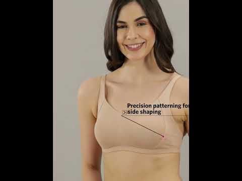 ENAMOR A058 - Cotton Eco-Antimicrobial Comfort Minimizer Bra - Padded - Wirefree - Full Coverage