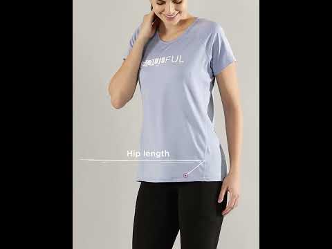 ATHLEISURE E163 Basic Active Tee | Raglan Sleeve Scoop Neck Dry Fit Graphic Tee for Women