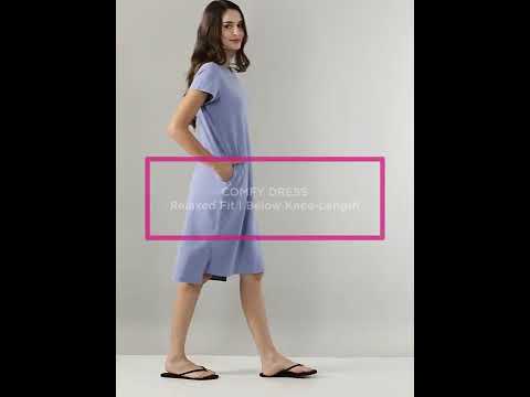 ESSENTIALS E801 Comfy Dress | Short Sleeve Cotton Terry Lounge Dress