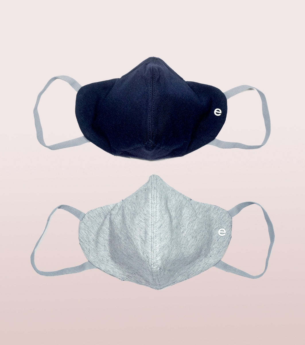 REVERSIBLE MASK : 4-Layer Safety Mask With Cotton | >95% Protection | Adult Mask - Pack of 3