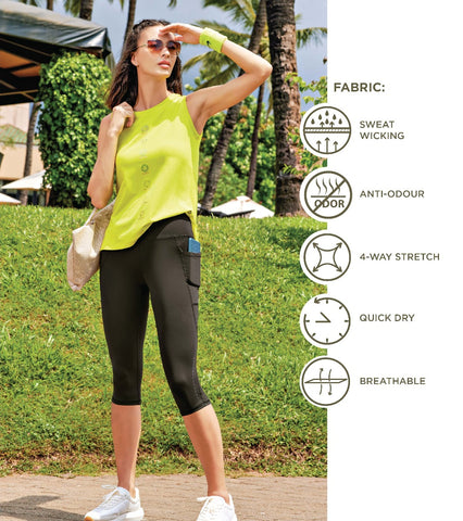Active Capri Legging| Dry Fit Active Capri Legging With Reflective Graphic