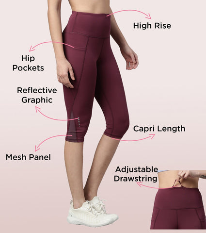 Active Capri Legging| Dry Fit Active Capri Legging With Reflective Graphic
