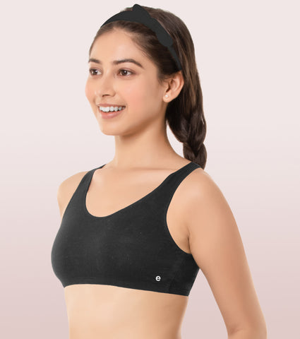 Wide Strap Easy Fit Stretch Cotton Beginners Bra With Antimicrobial Finish