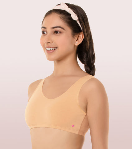 Wide Strap Easy Fit Stretch Cotton Beginners Bra With Antimicrobial Finish